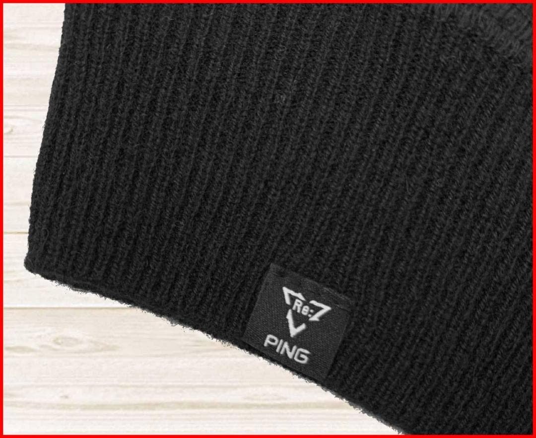 【新品】ピンゴルフニットGOLDラインジャカードカシミヤセータークルーネック黒S