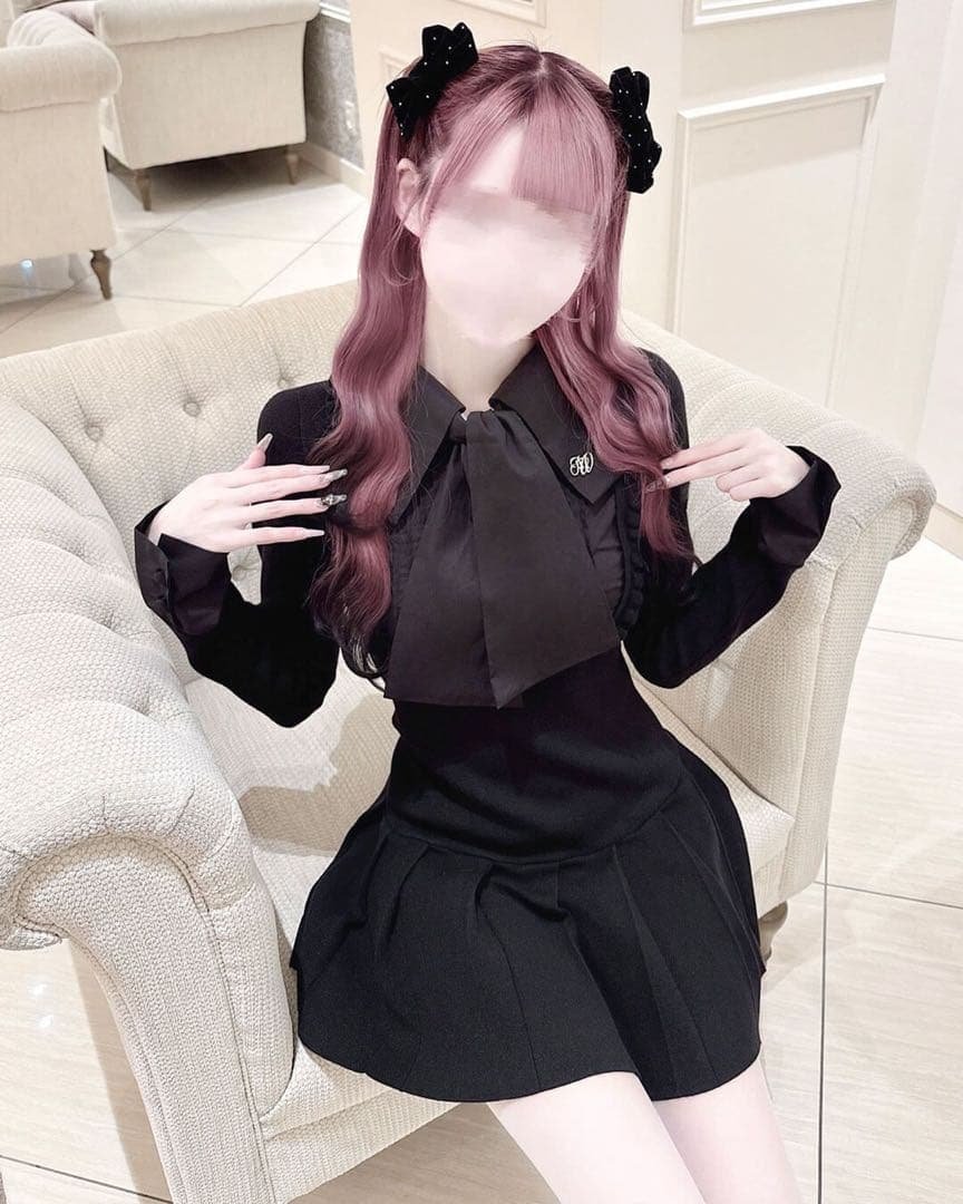 【即日発送】ハニーミュウ リボンブラウスドッキングワンピース ブラック