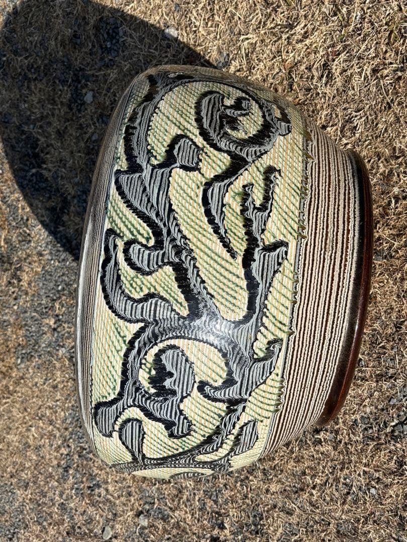 専用出品です。 大型火鉢　装飾的な模様の 陶器　昭和初期　昭和レトロ