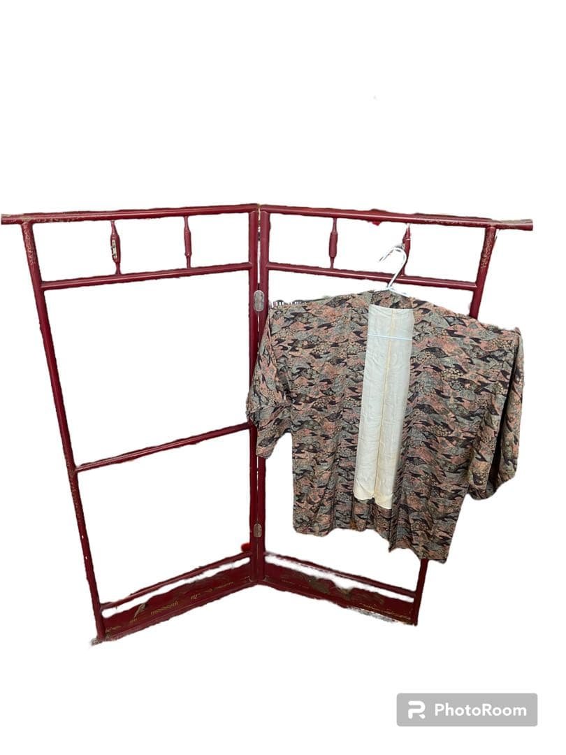 【昭和レトロ】木製 衣紋掛け ハンガーラック 折り畳み式 古道具 古民家