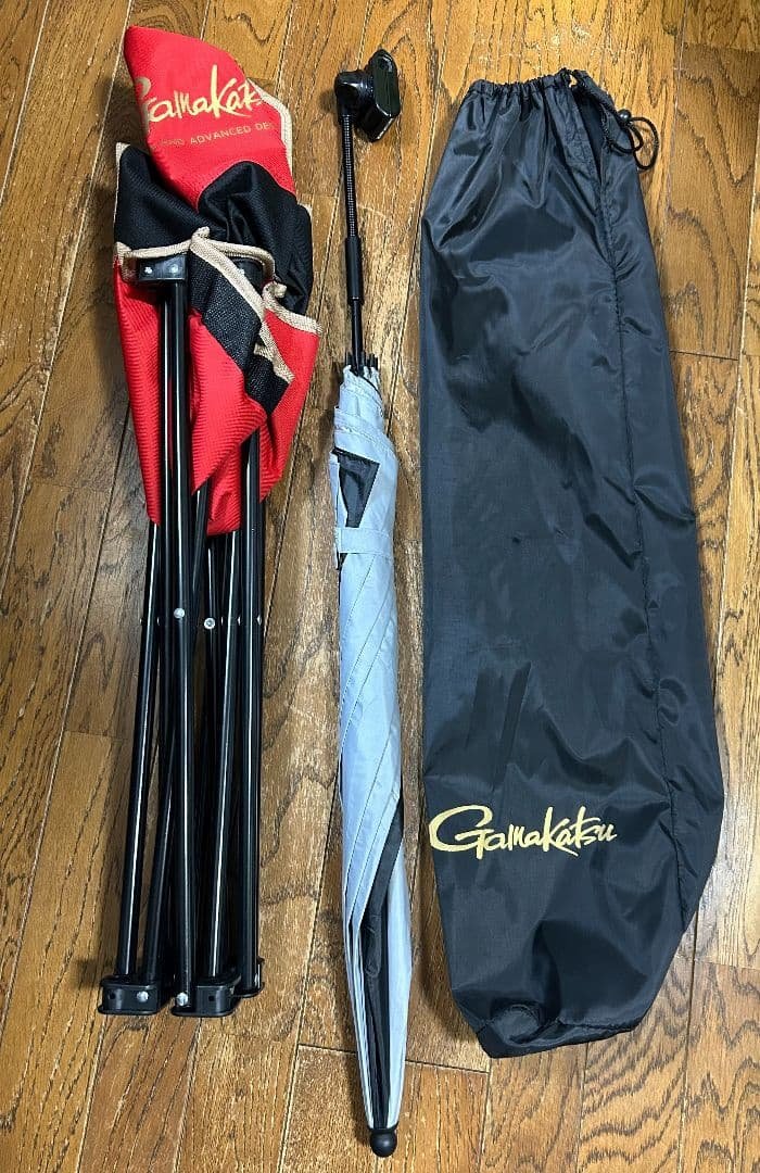 がまかつ 折りたたみチェア·パラソルセット（収納袋付） 釣り アウトドア 非売品
